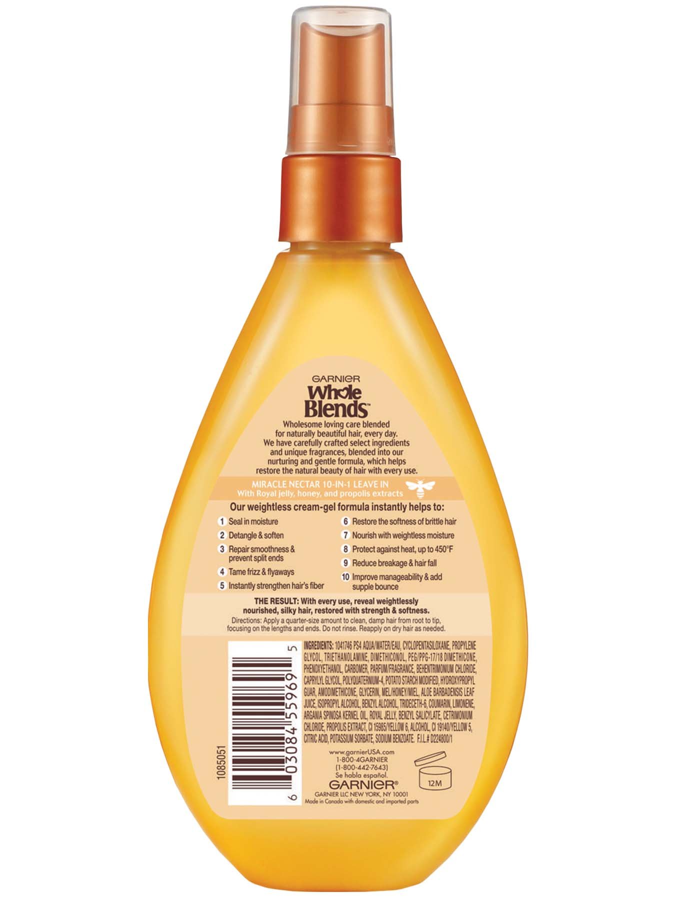 Back view of Whole Blends Leave-In Royal Nectar Honey Treasures Treatment.